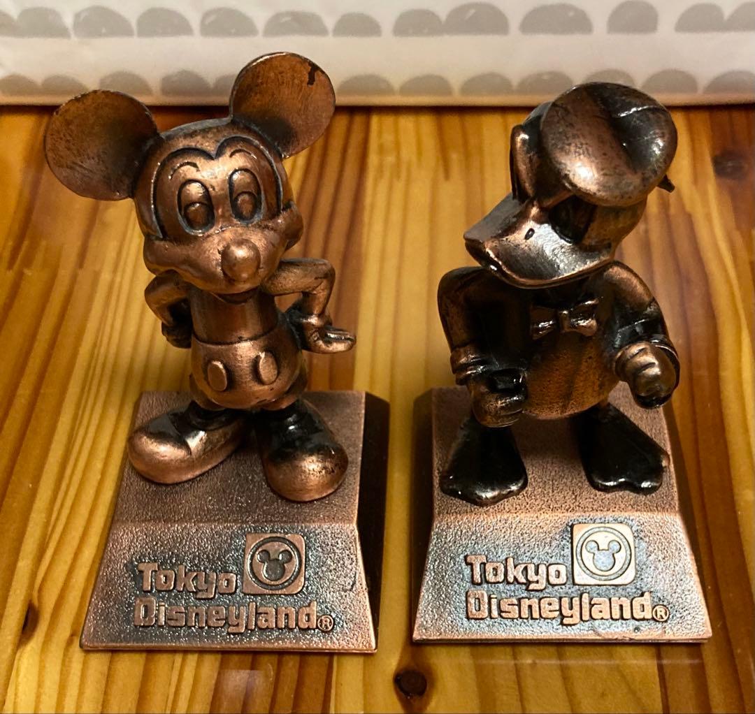 【26日迄】東京ディズニーランド ミッキー&ドナルド 置物 ブロンズ像 レトロ