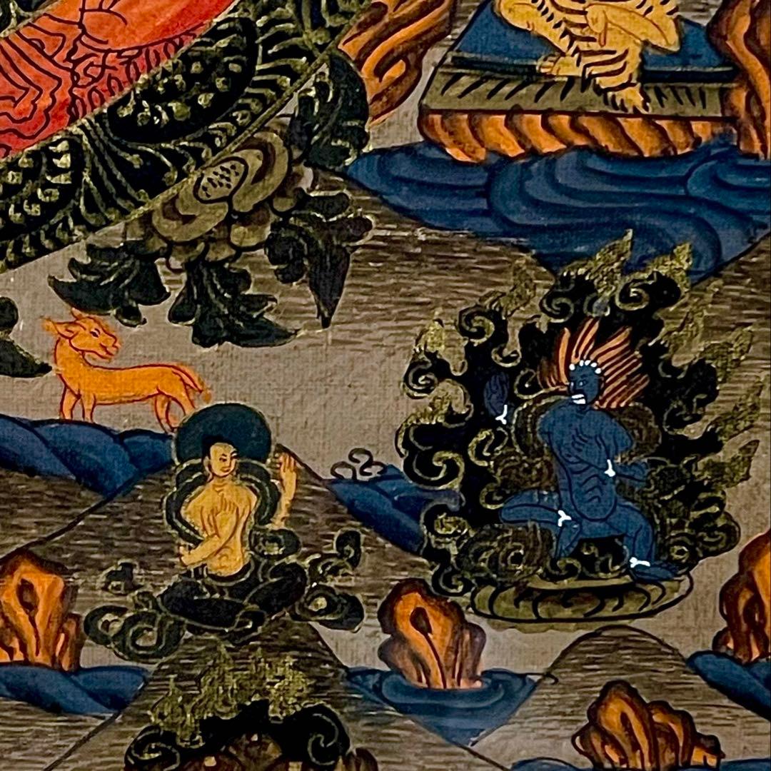 チベット手描き曼荼羅仏画　額装品