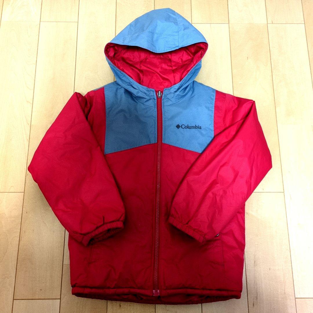 【美品】120cm　XS　Columbia　スキーウェア　上下セット　赤✕グレー