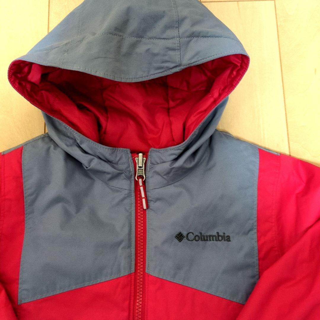 【美品】120cm　XS　Columbia　スキーウェア　上下セット　赤✕グレー