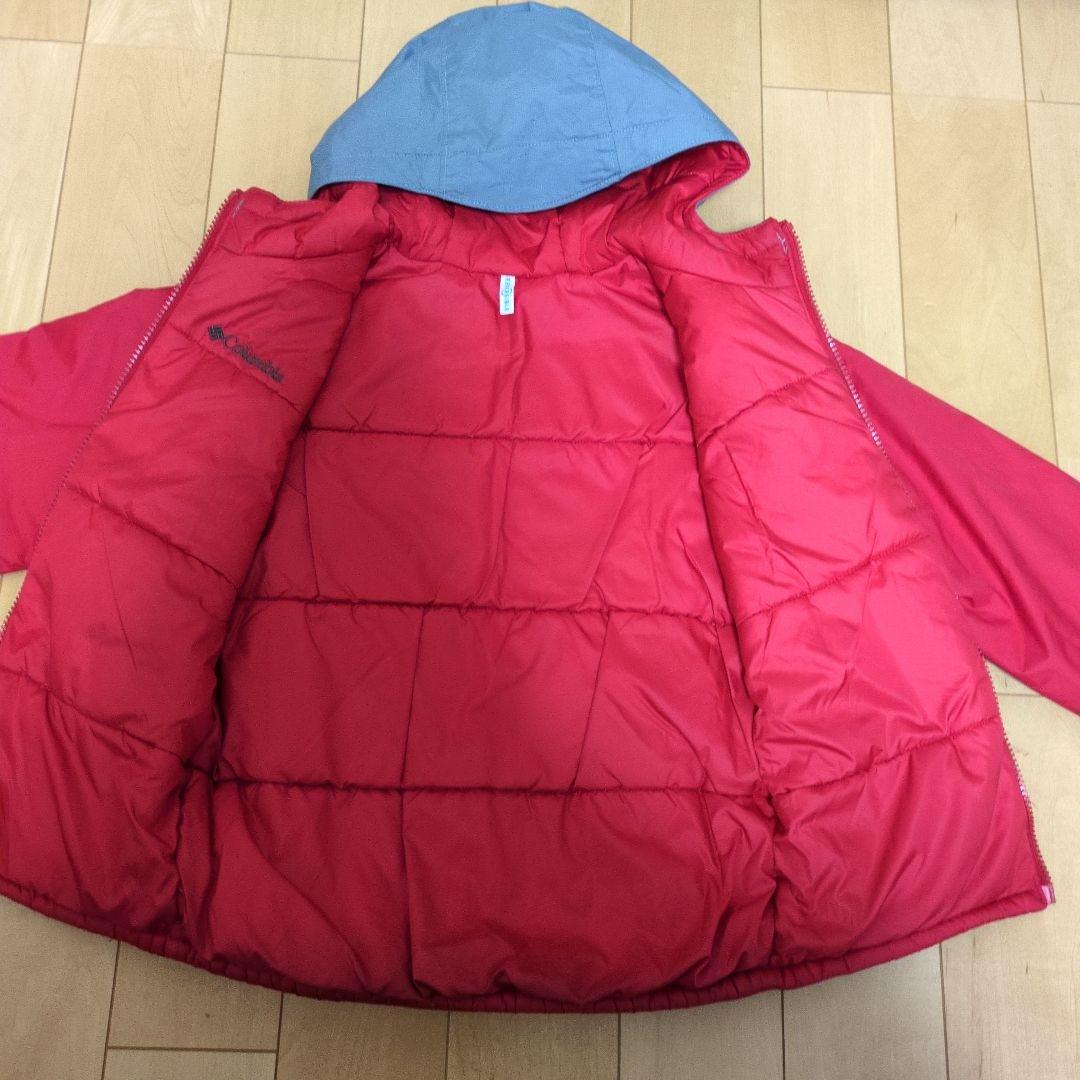 【美品】120cm　XS　Columbia　スキーウェア　上下セット　赤✕グレー