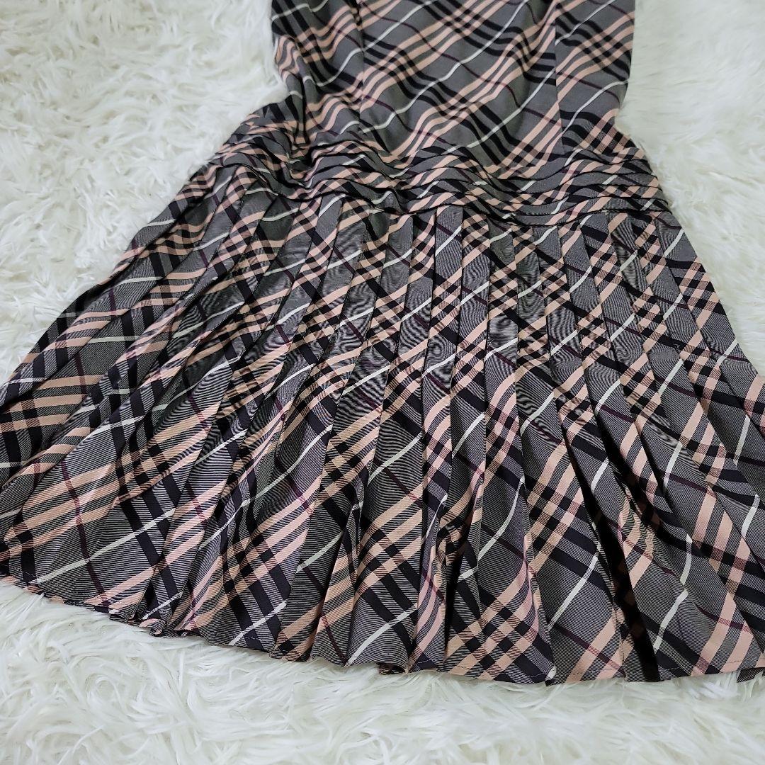 美品 バーバリーブルーレーベル ノースリーブワンピース ノバチェック 38