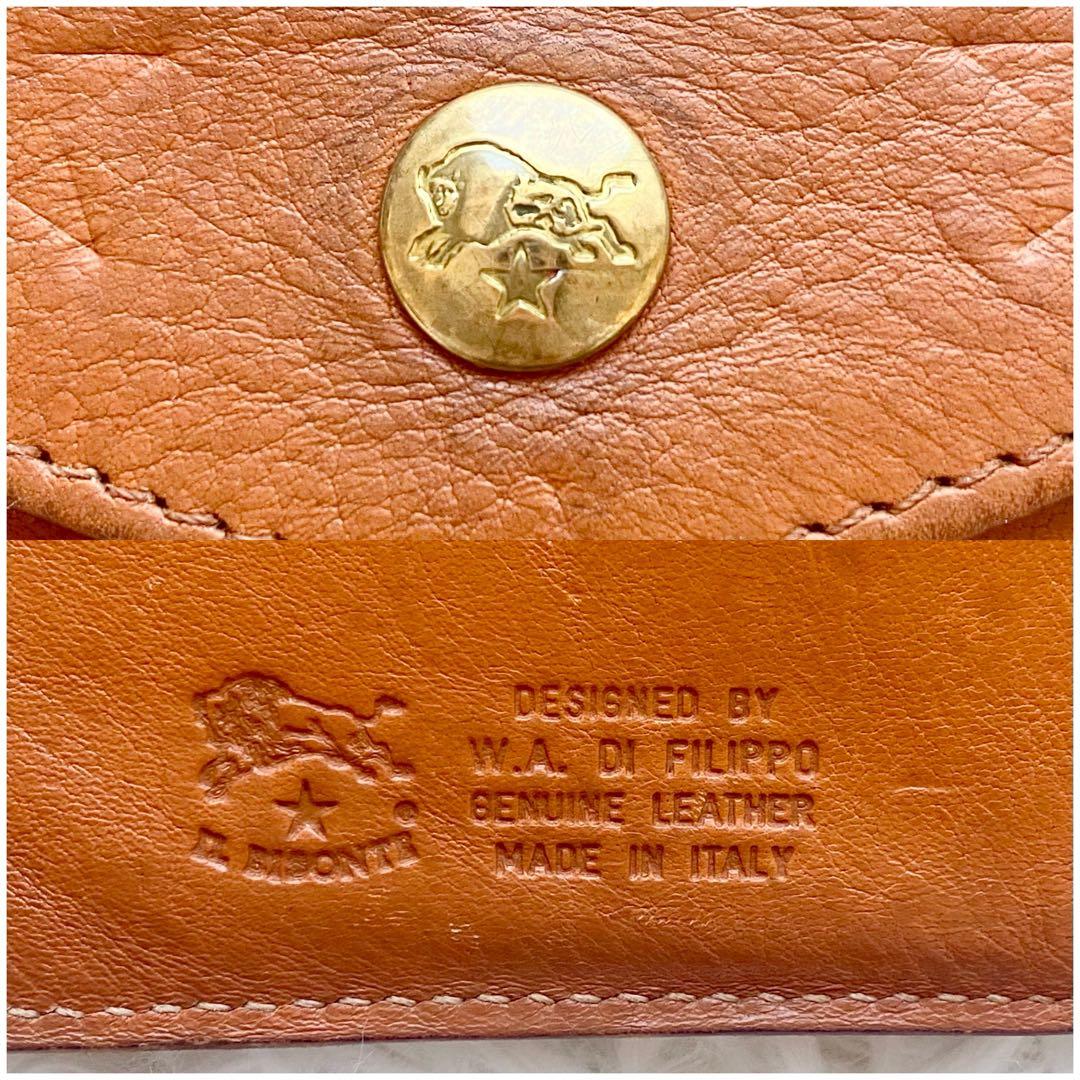 付属カードあり✨ イルビゾンテ 二つ折り 財布 がま口 金ボタン ロゴ キャメル