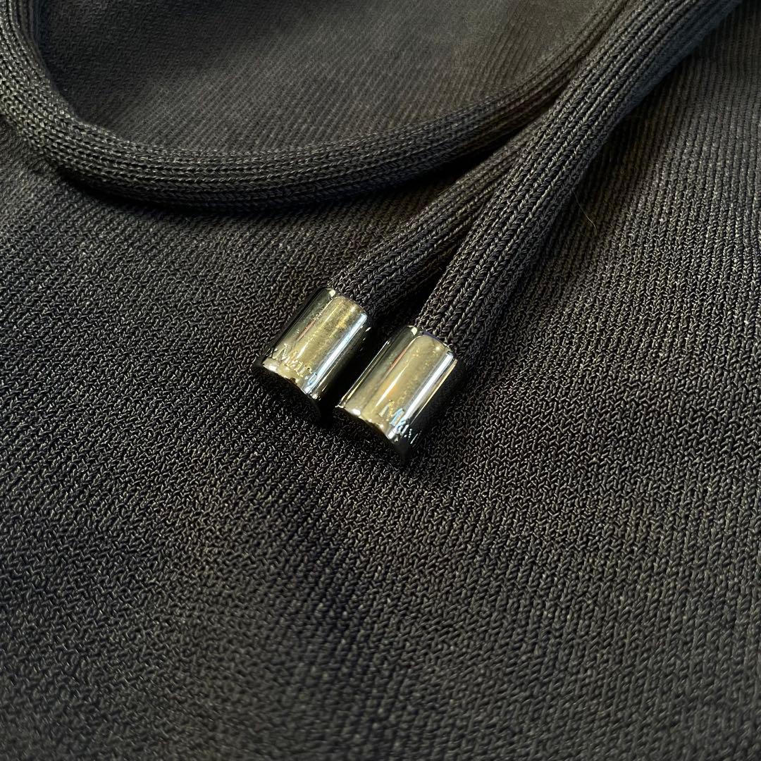 美品 MaxMara プリーツ切替 ロングカーディガン ダークネイビー M相当