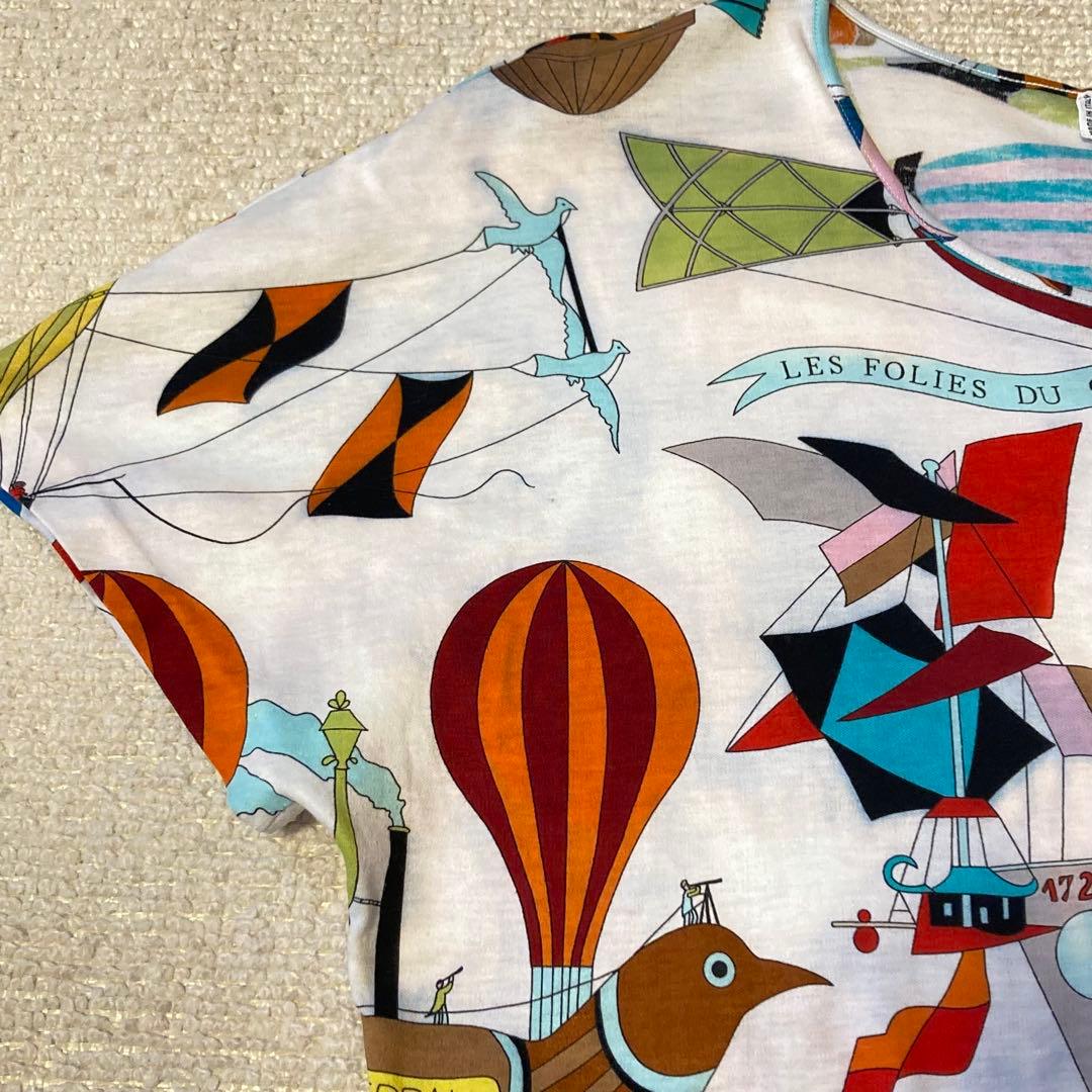 エルメス　HERMES 天空の狂気　気球柄 総柄Tシャツ レディースM
