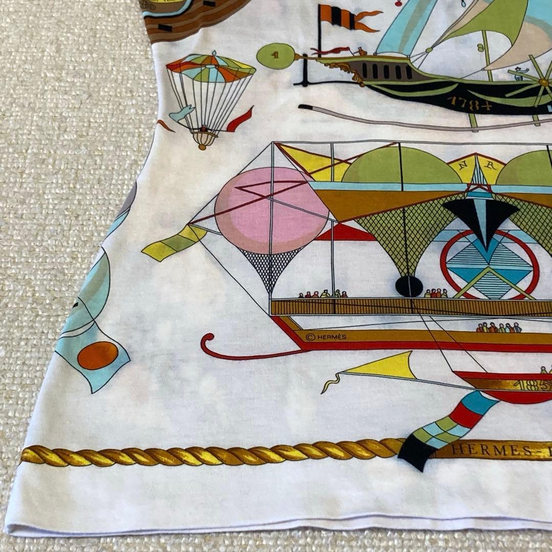 エルメス　HERMES 天空の狂気　気球柄 総柄Tシャツ レディースM