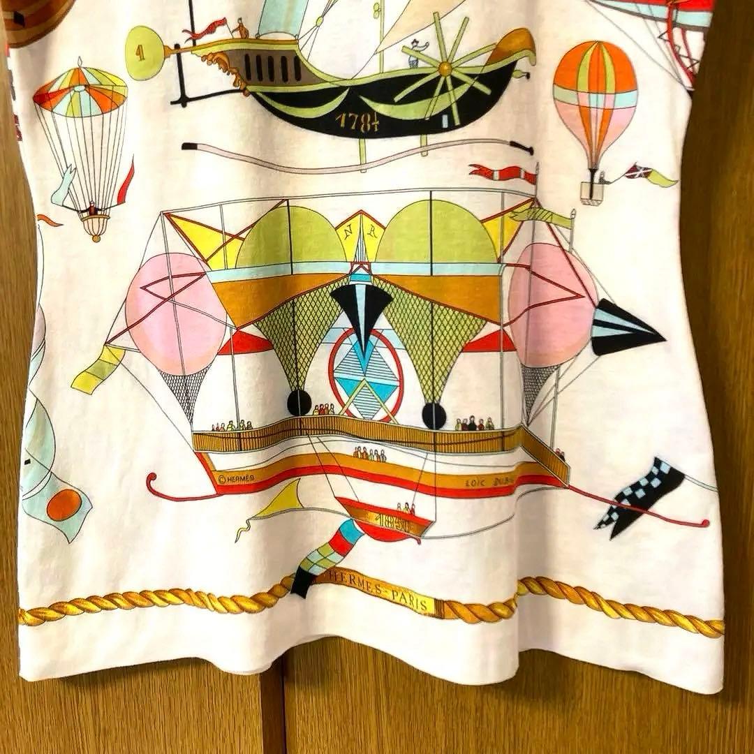 エルメス　HERMES 天空の狂気　気球柄 総柄Tシャツ レディースM