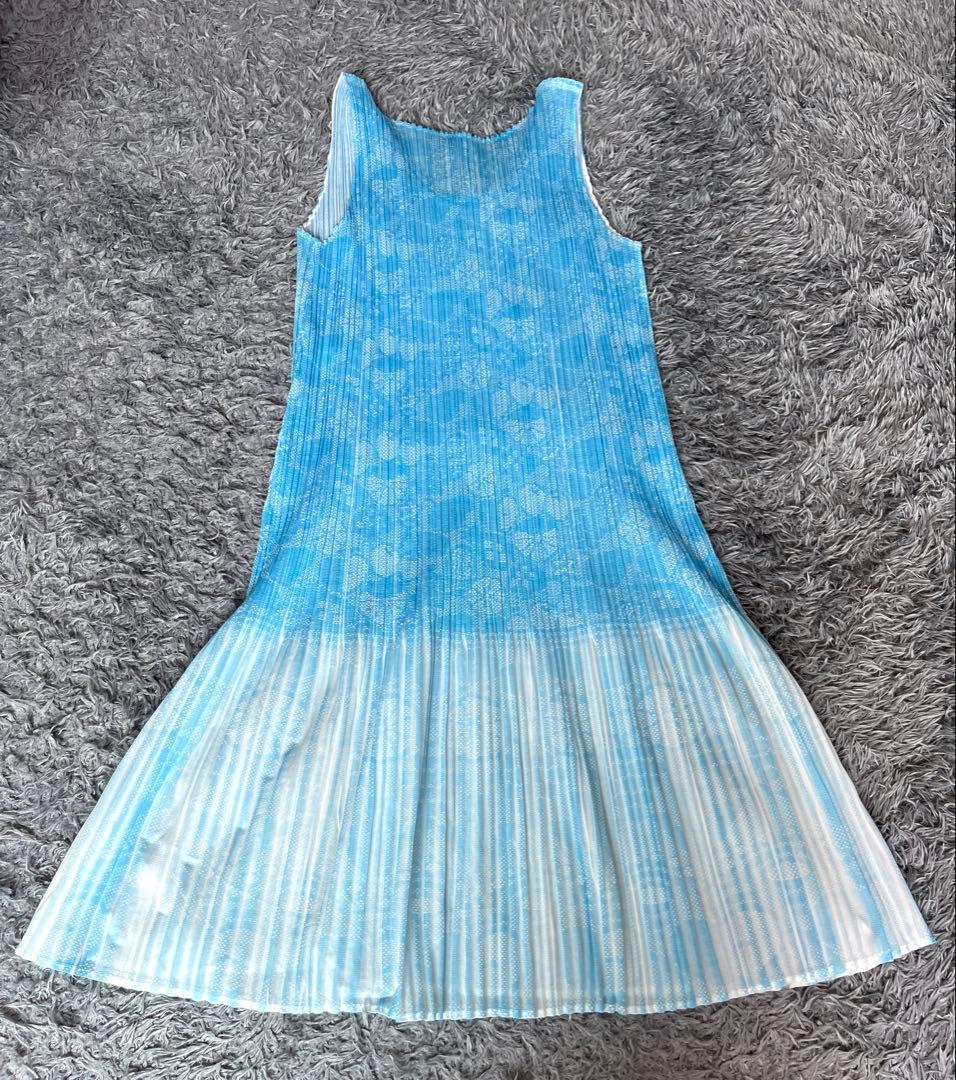 超美品　プリーツプリーズ　フルーツ　果物　グラデーションワンピース