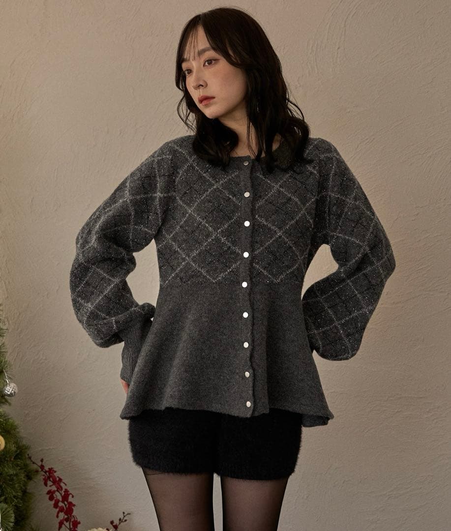 【完売アイテム】【美品】mideal アーガイルペプラムニット