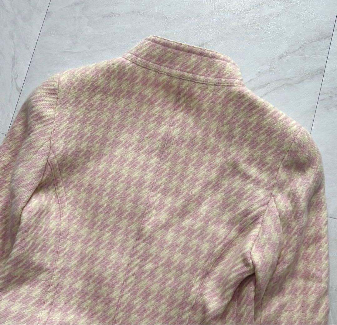 【y2k】Courreges クレージュ アンゴラ混 千鳥格子 ショートコート