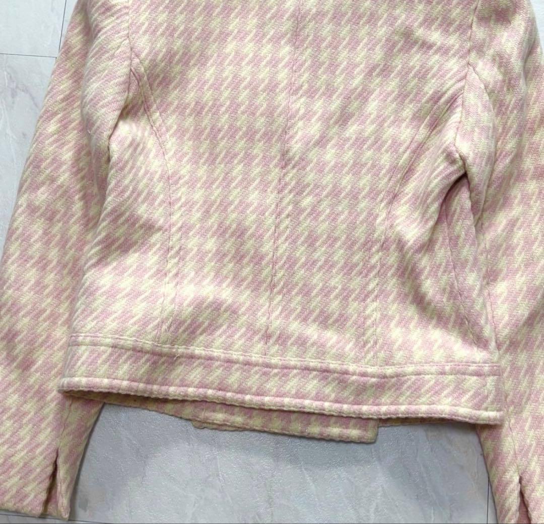 【y2k】Courreges クレージュ アンゴラ混 千鳥格子 ショートコート