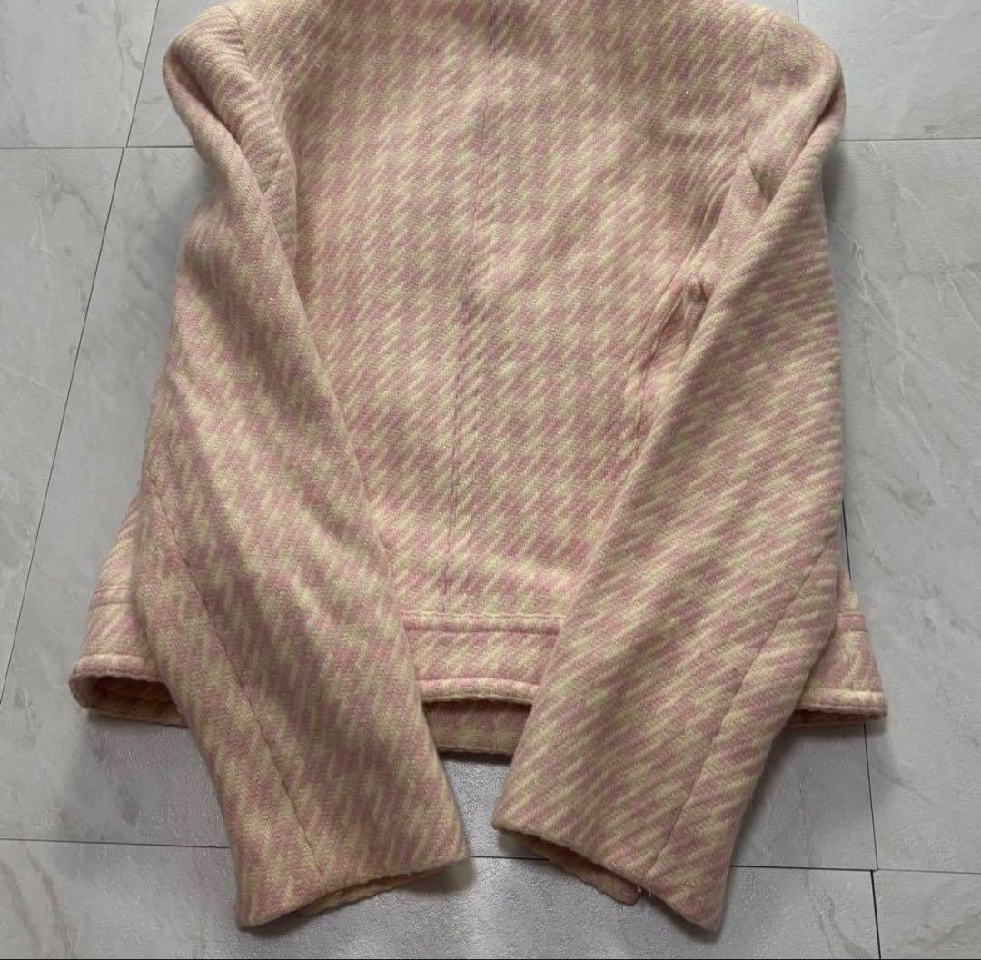 【y2k】Courreges クレージュ アンゴラ混 千鳥格子 ショートコート