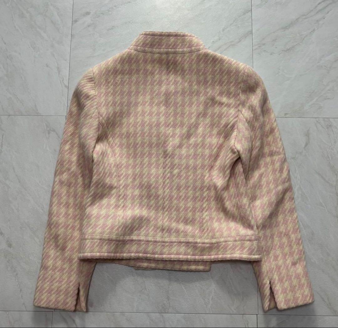 【y2k】Courreges クレージュ アンゴラ混 千鳥格子 ショートコート