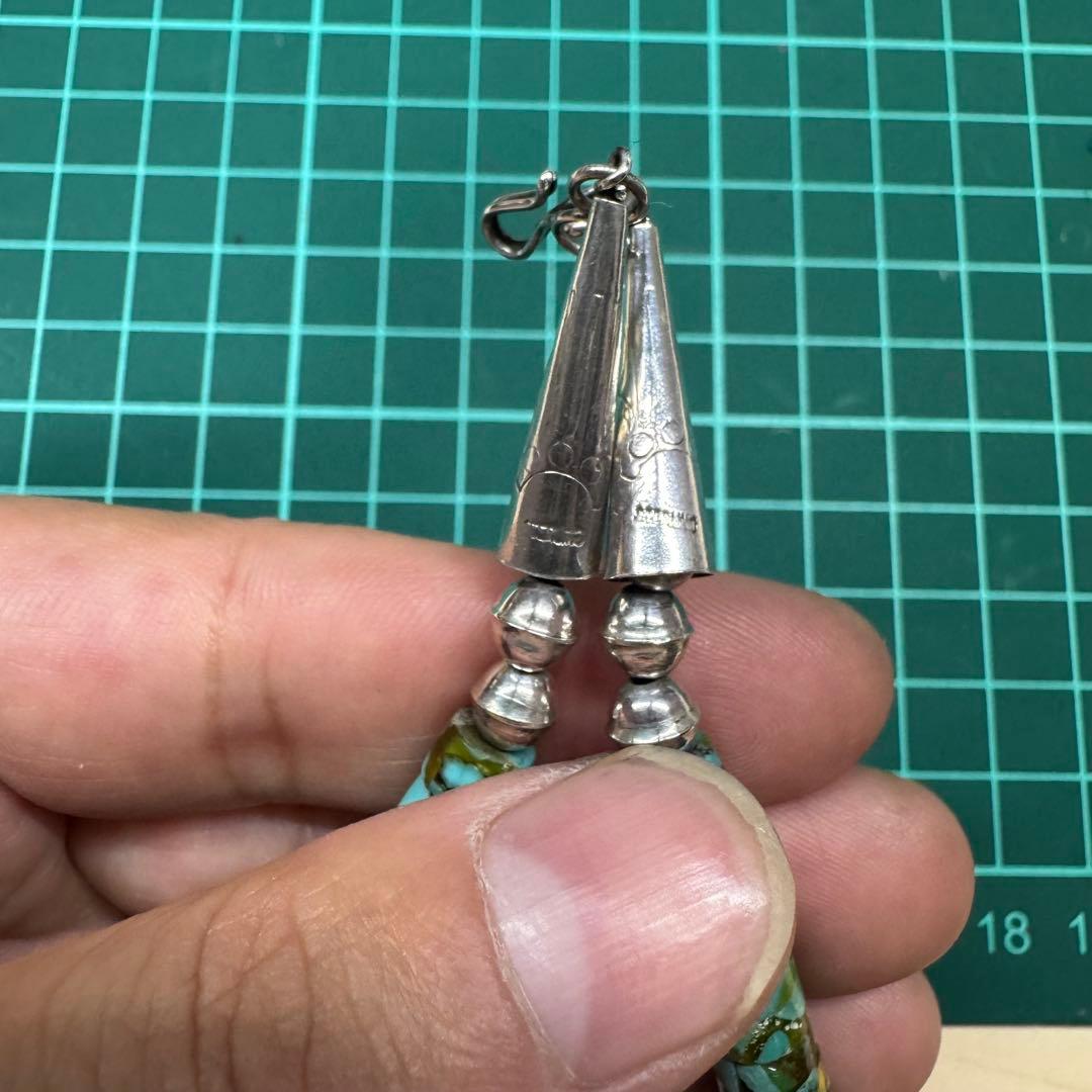 【ナバホ族刻印】 Sterlingターコイズビーズネックレス