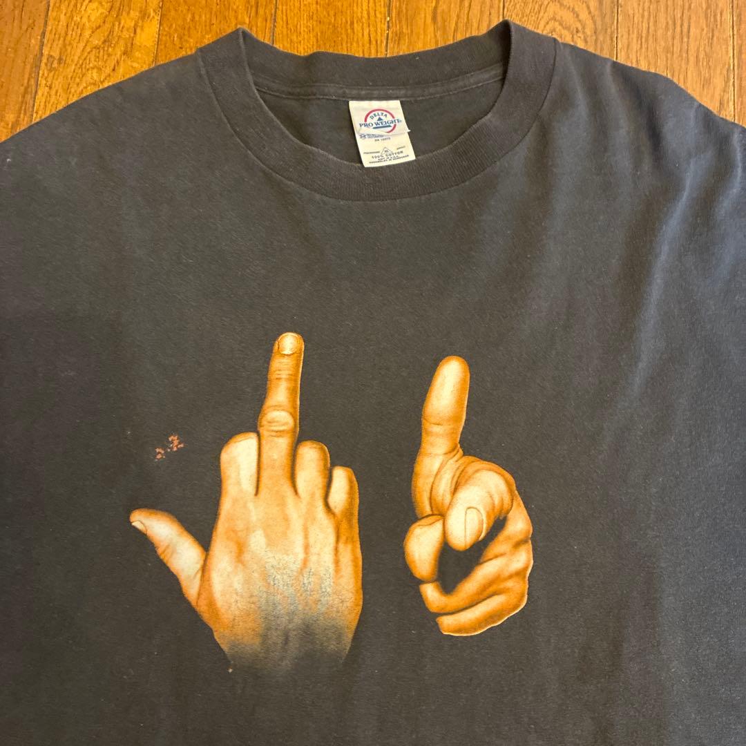 00s FUCK FINGER ハンドサイン プリントTシャツ vintage