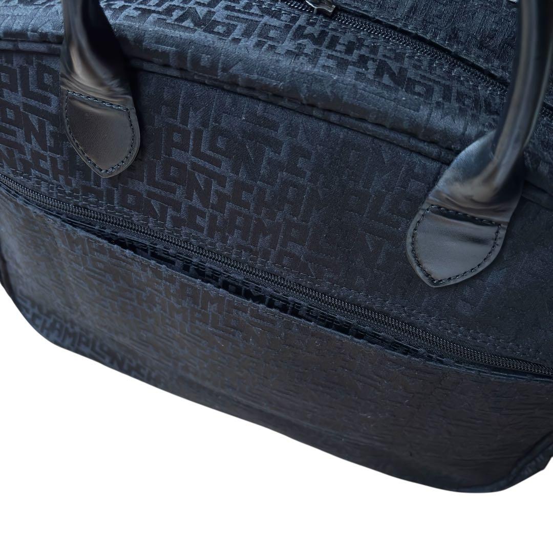 美品 ロンシャン ショルダー ボストンバック 2way キャリーオン 総柄 黒