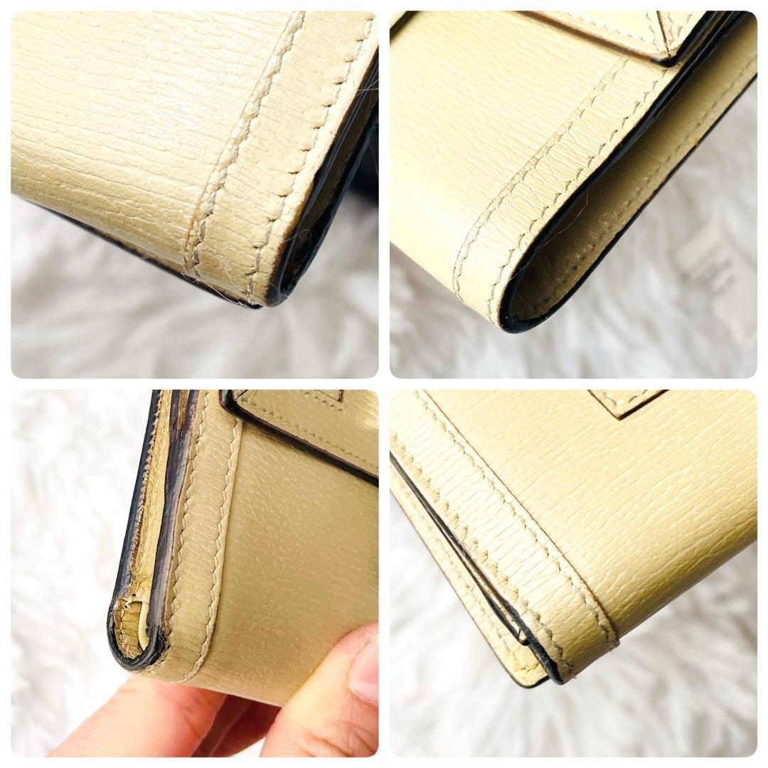 美品⭐︎GUCCI ベージュ Gロゴ ゴールド金具 二つ折り 財布 専用箱付き