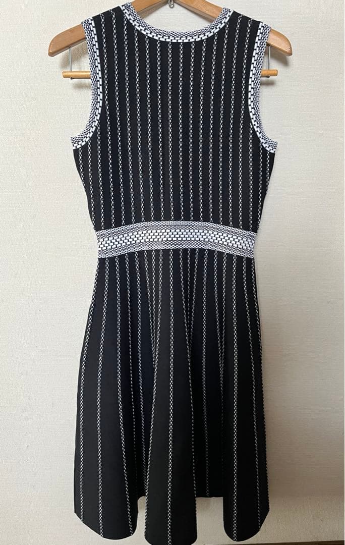 【美品】PAULE KA ポールカ ノースリーブストライプワンピ ブラック M