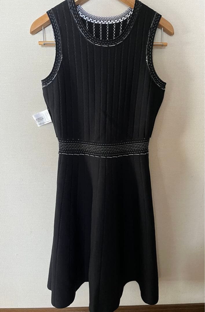 【美品】PAULE KA ポールカ ノースリーブストライプワンピ ブラック M