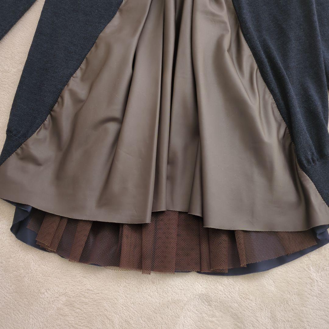 sacai ダークグレー ドッキング シフォン カーディガン 異素材