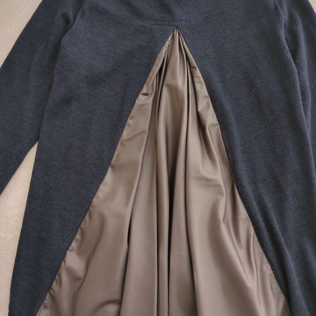 sacai ダークグレー ドッキング シフォン カーディガン 異素材