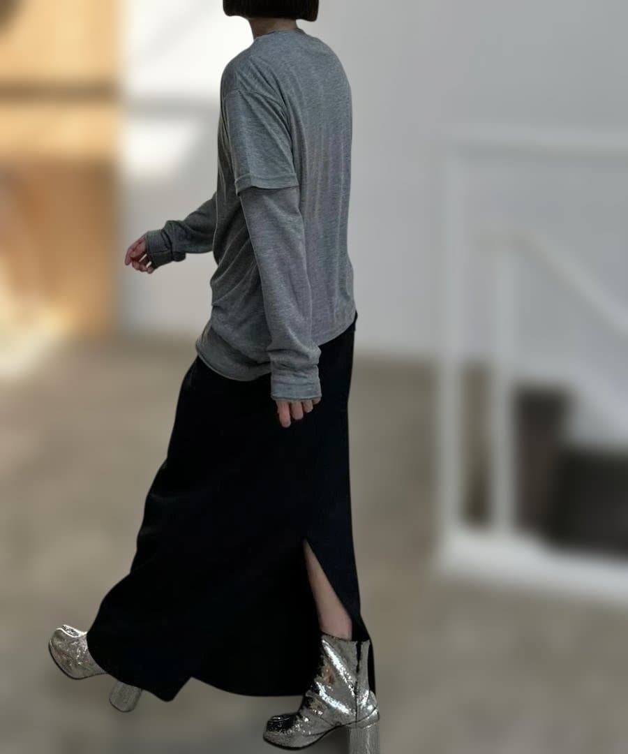 オクスンok.soon maxi skirtマキシスカート黒ブラックA2650