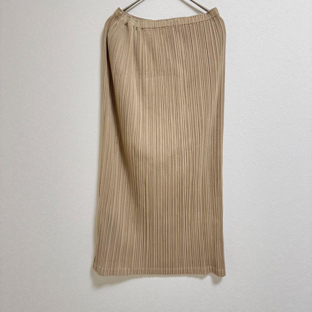 極美品✨PLEATS PLEASE Xサイズ プリーツ　ベージュ　ロングスカート