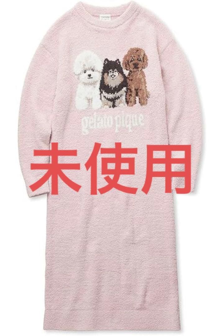 ジェラートピケ パウダーDOG3柄 JQD ワンピース レディース ピンク