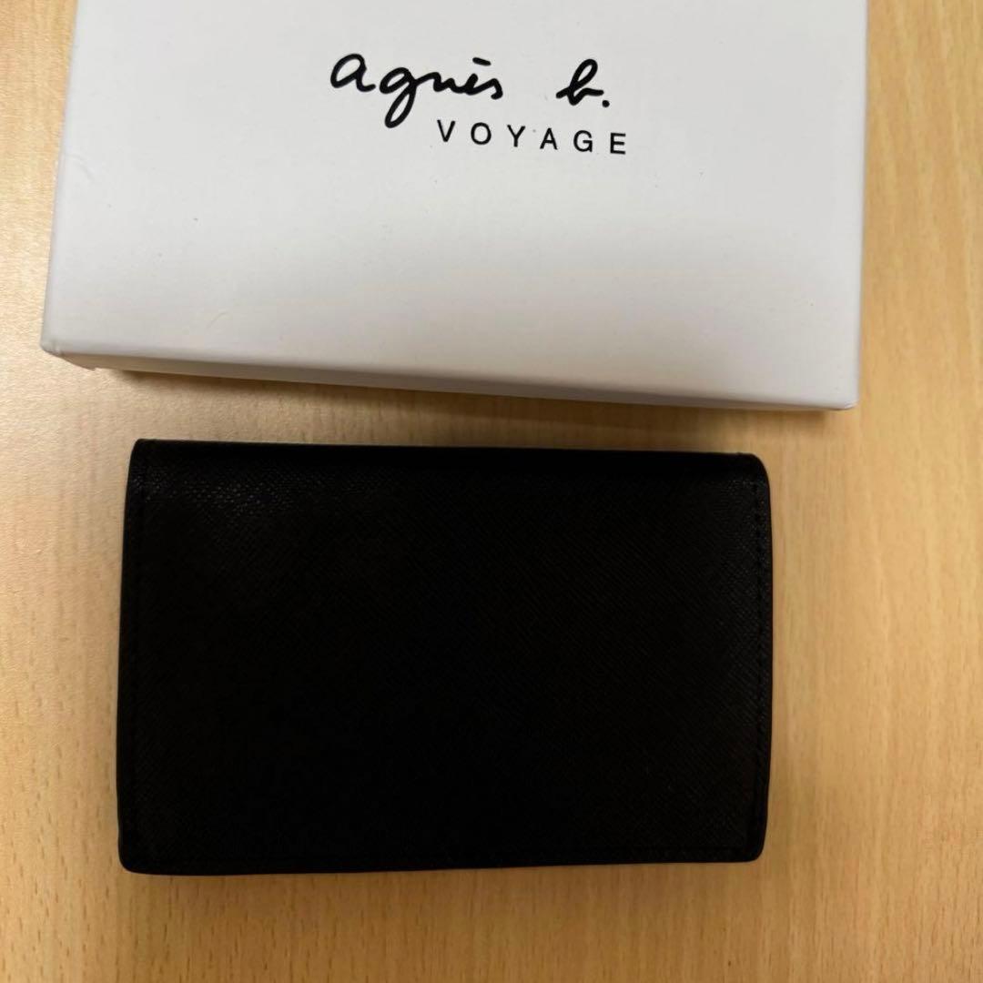 【新品】アニエスベー agnès b VOYAGE 本革名刺入ゴールドロゴ 箱付