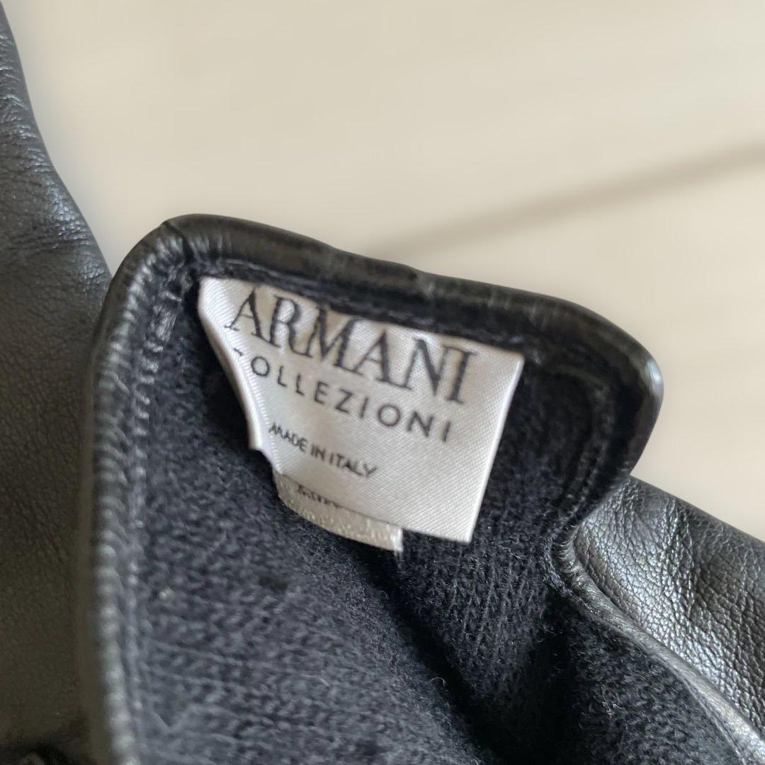 GIORGIO ARMANIのレザーグローブ　黒　アルマーニ　内側カシミヤ