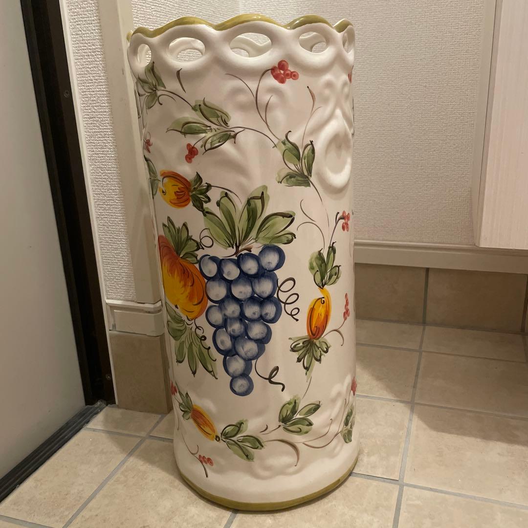 ポルトガル 傘立て 陶器 フルーツ ブドウ ロココ