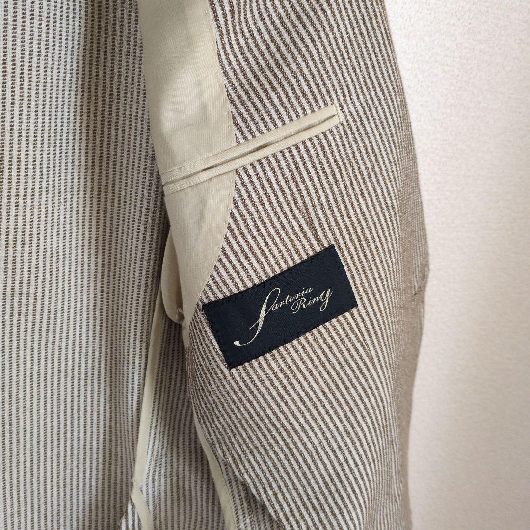 【美品】RINGJACKET サルトリアリング ブラウンストライプ 春夏 44