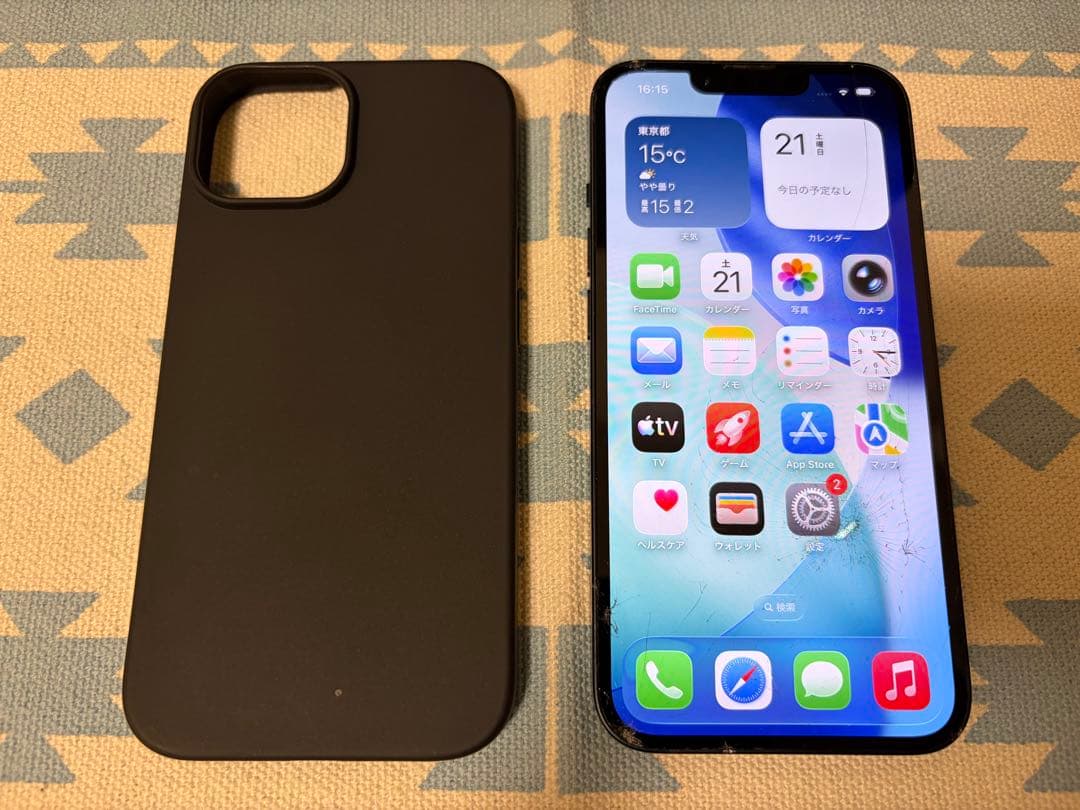 iPhone 14 128GB ミッドナイト ひび割れあり バッテリー容量86%
