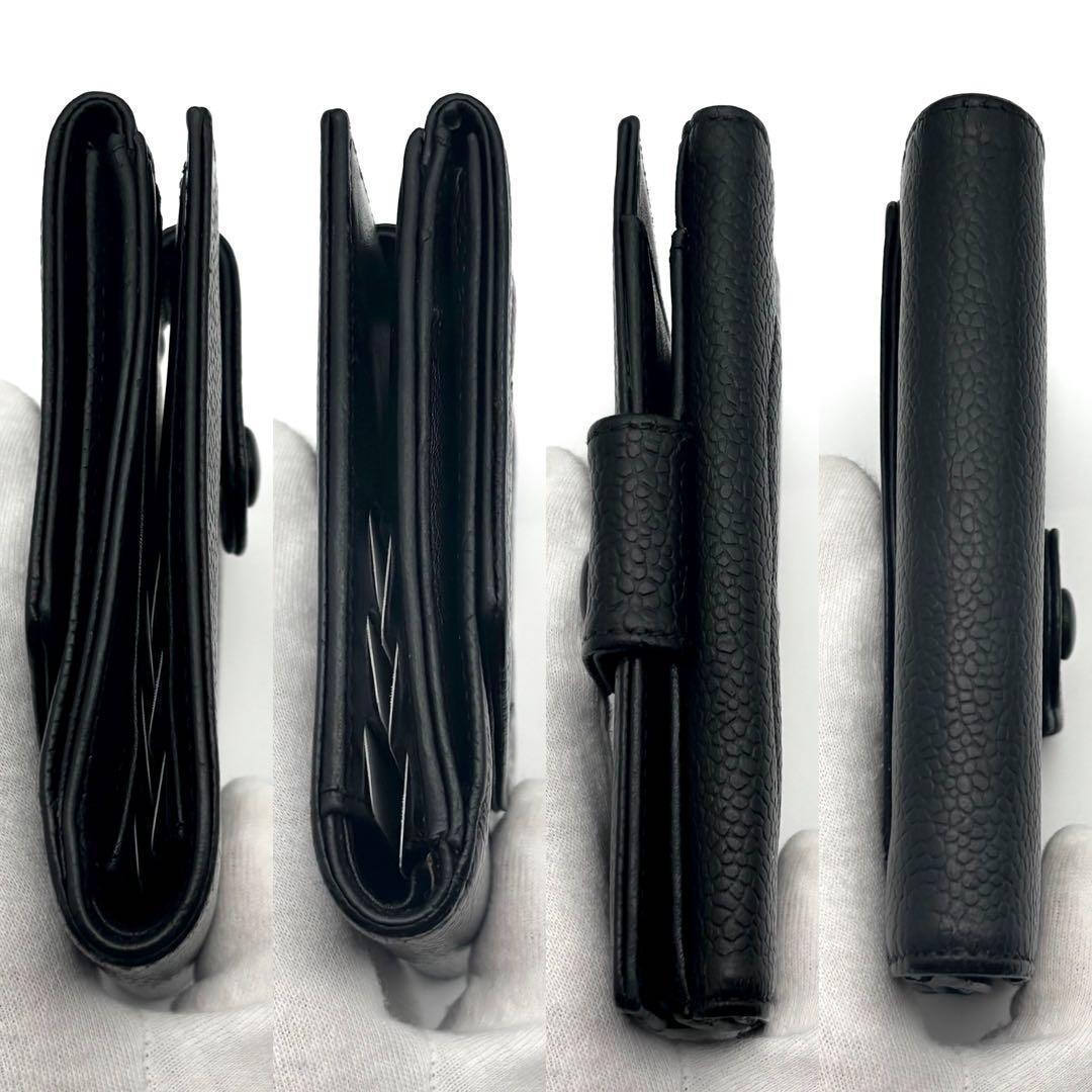 【極美品】シャネル 財布 ココステッチ デカココ キャビア Wホック 二つ折