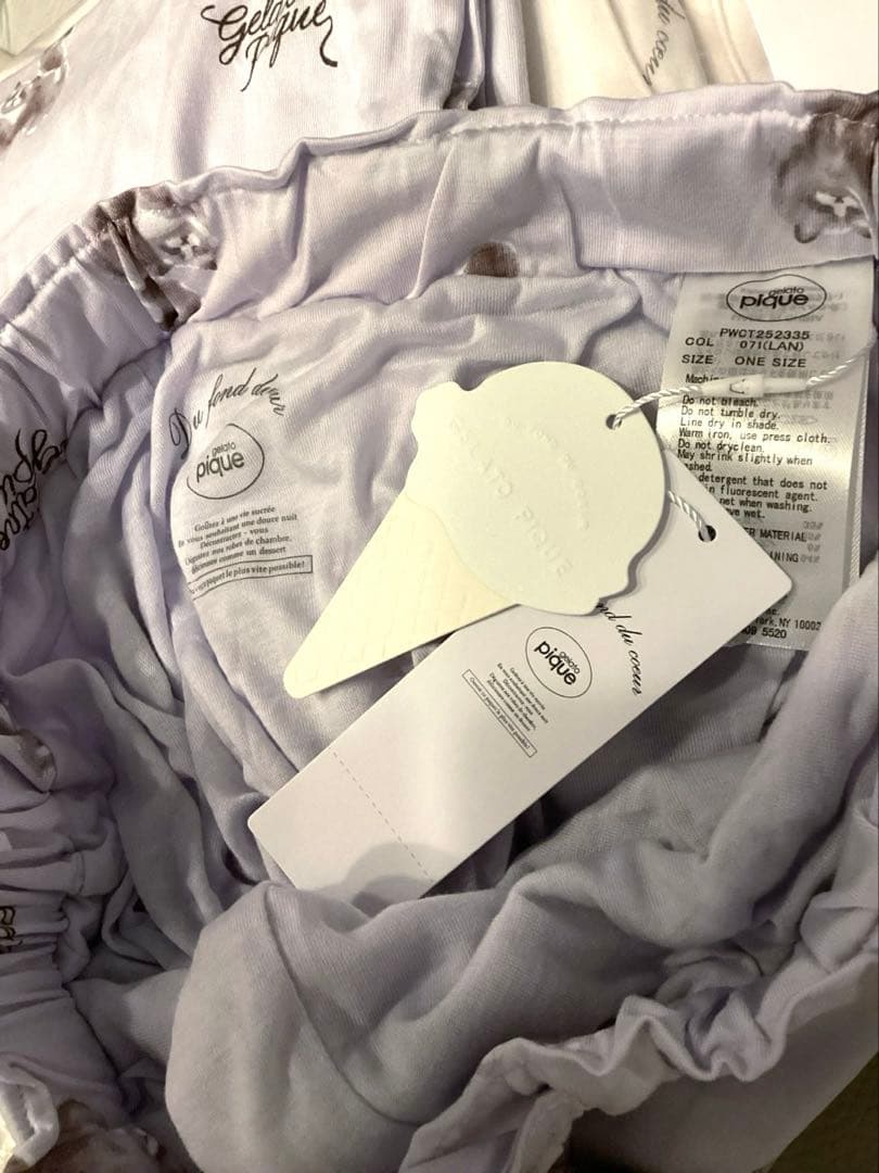 新品！ジェラートピケ⭐︎リボンキャットルームウェア上下セット薄紫