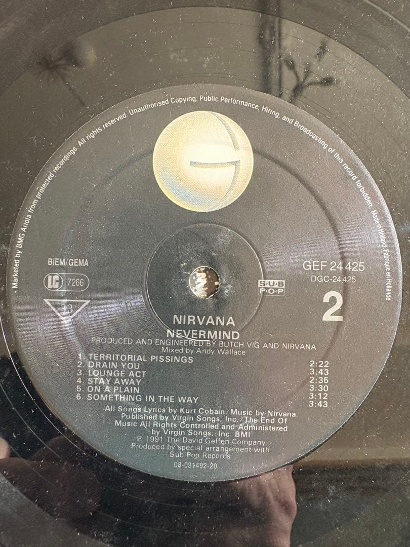 NIRVANA NEVERMIND レコード　1991年製　ホーランド製