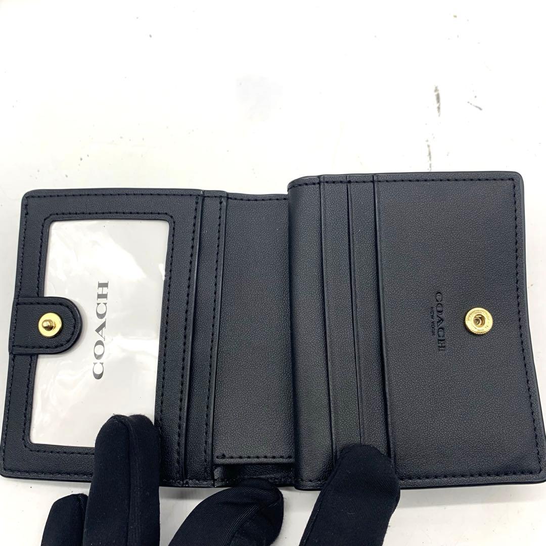 未使用級　COACH ２つ折りレザー財布　シボ革　ウォレット