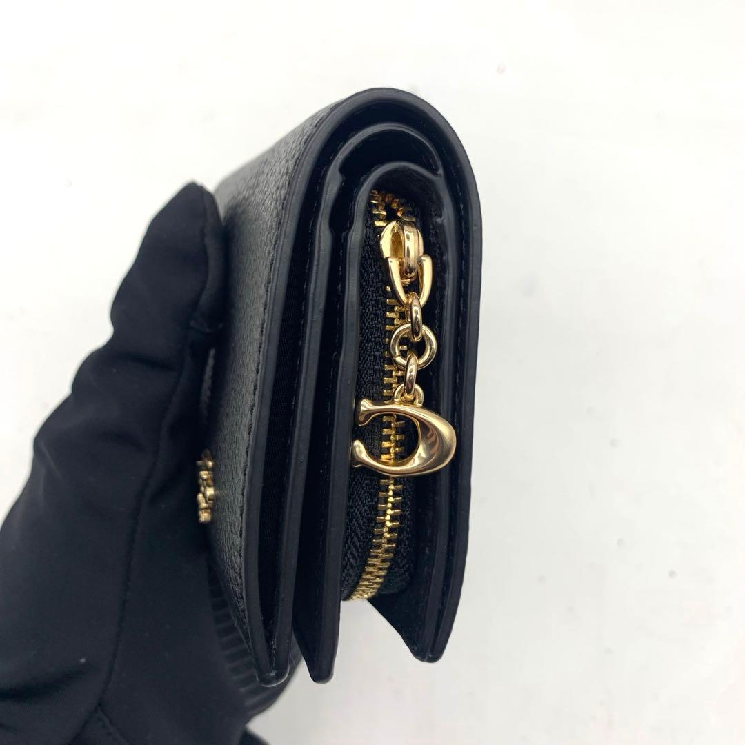 未使用級　COACH ２つ折りレザー財布　シボ革　ウォレット