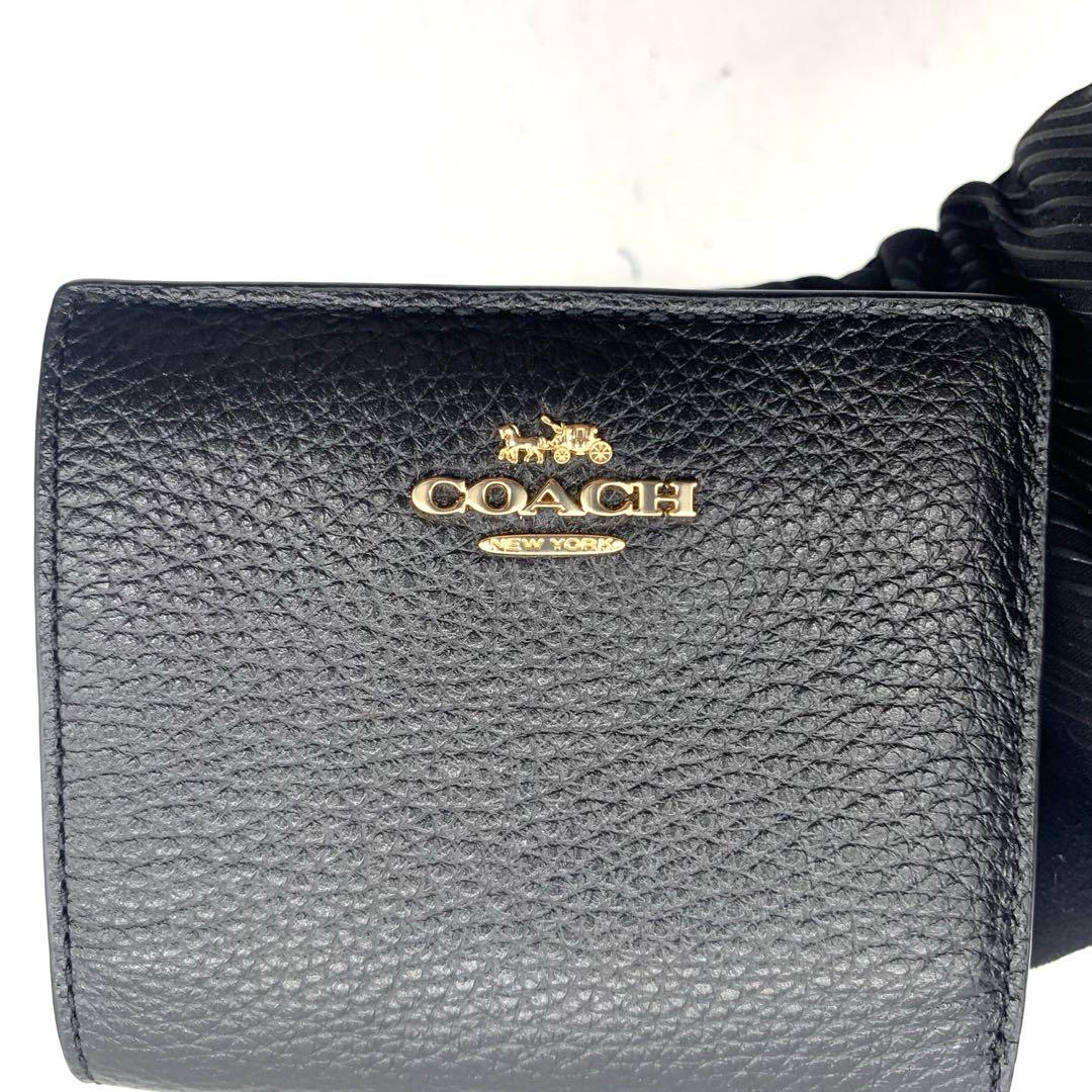 未使用級　COACH ２つ折りレザー財布　シボ革　ウォレット