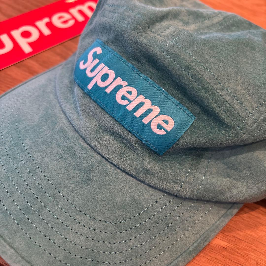 Supremeシュプリーム　BOXロゴ　キャンプキャップ　スエード　ブルー