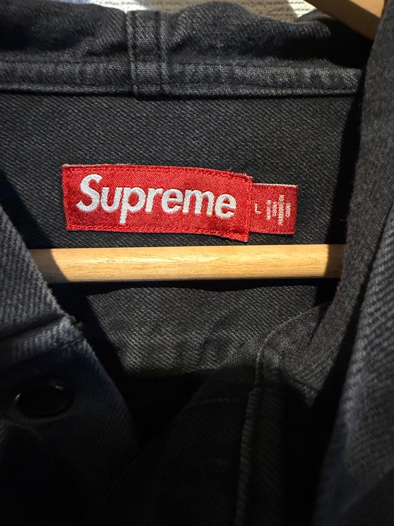 SUPREME HOODED DENIM SHIRTS Lサイズ
