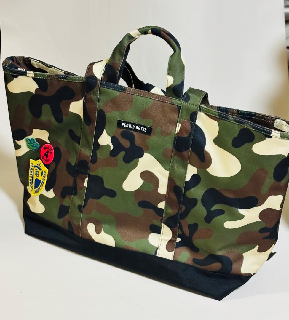 【極美品】パーリーゲイツ カモフラ ロッカーバック ワッペン　トート　バッグ