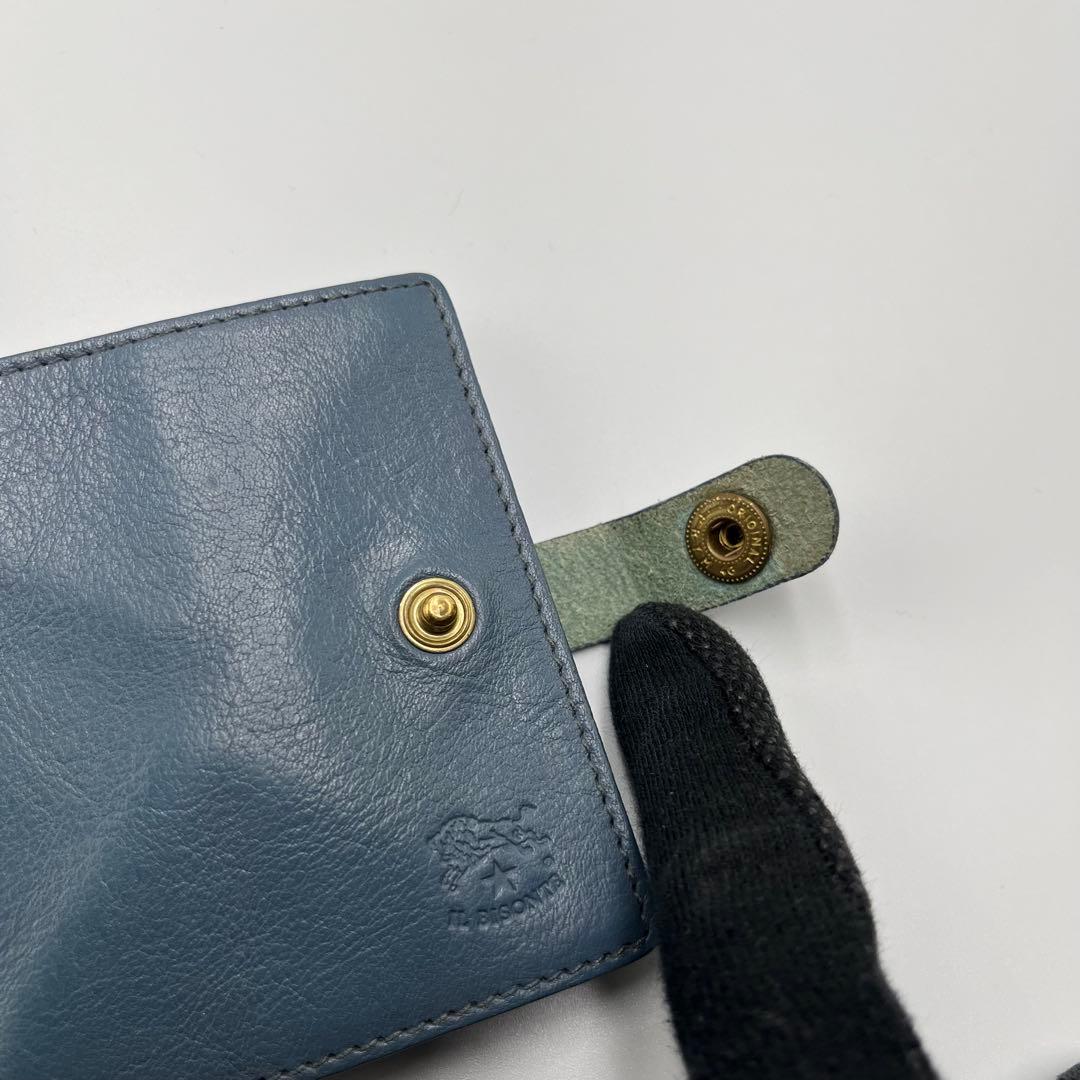 希少カラー イルビゾンテ 二つ折り財布 スカイブルー コンパクト 保存袋付き