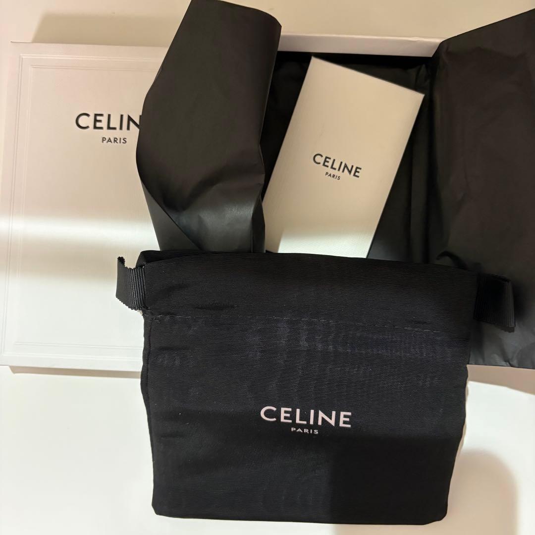 箱付　CELINE スモール ストラップウォレット 三つ折り財布 ミニ財布