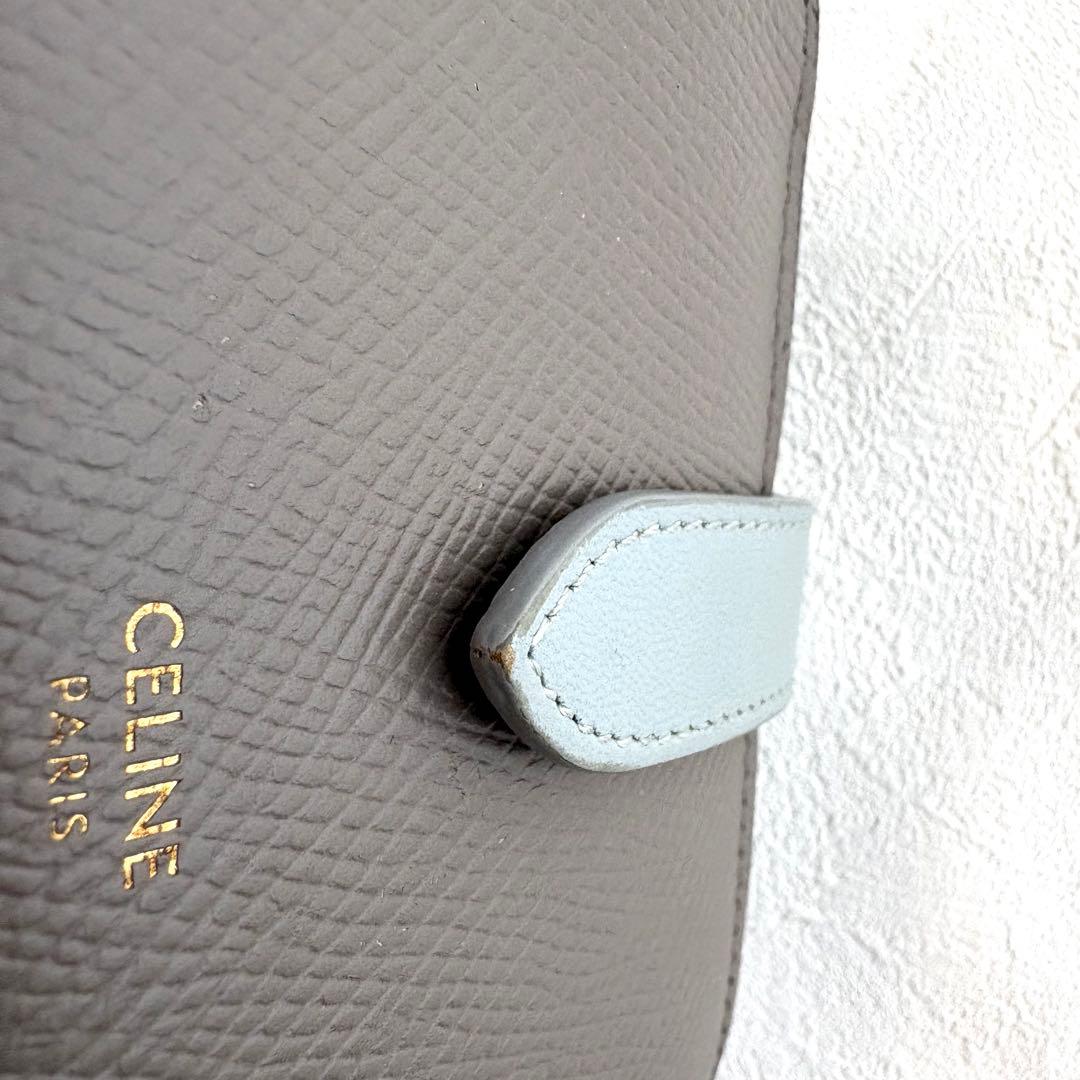箱付　CELINE スモール ストラップウォレット 三つ折り財布 ミニ財布