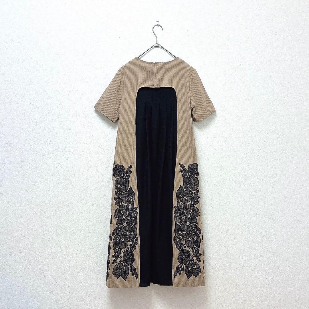 美品✨ADORE アドーア エンブロイダリー ストライプ ワンピース
