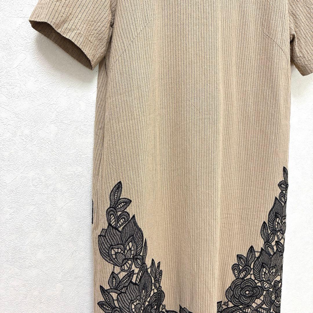 美品✨ADORE アドーア エンブロイダリー ストライプ ワンピース