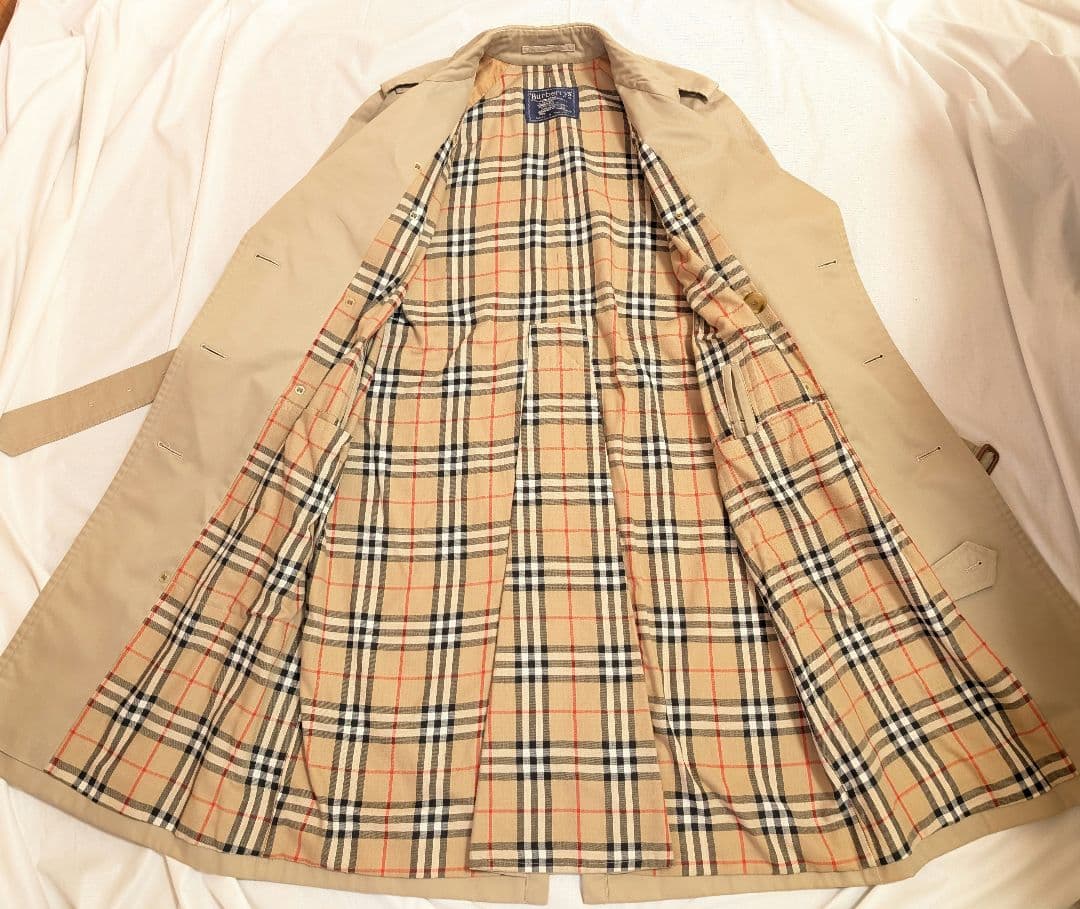【Burberrys】美品80s~英国製トレンチコート　ベージュ　ノバチェック柄