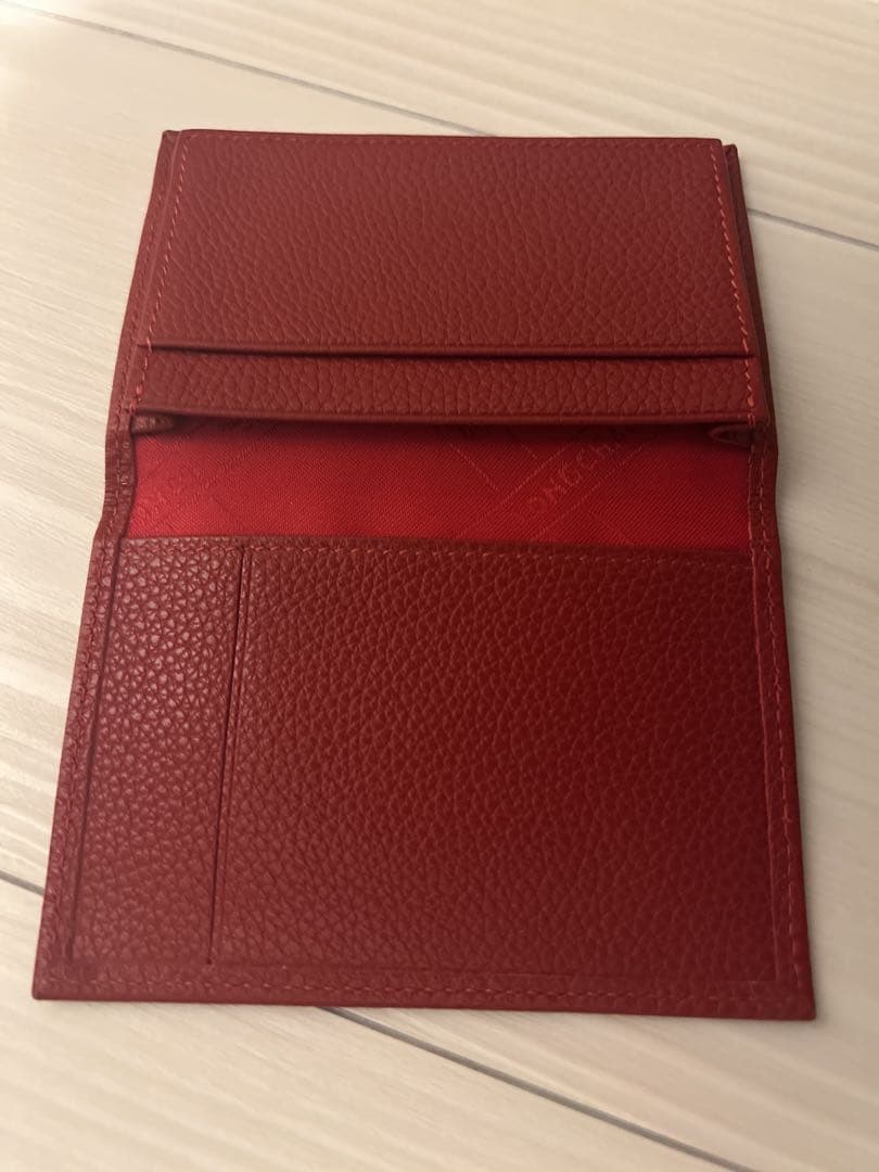 Longchamp レザー 赤 名刺入れ 3ポケット