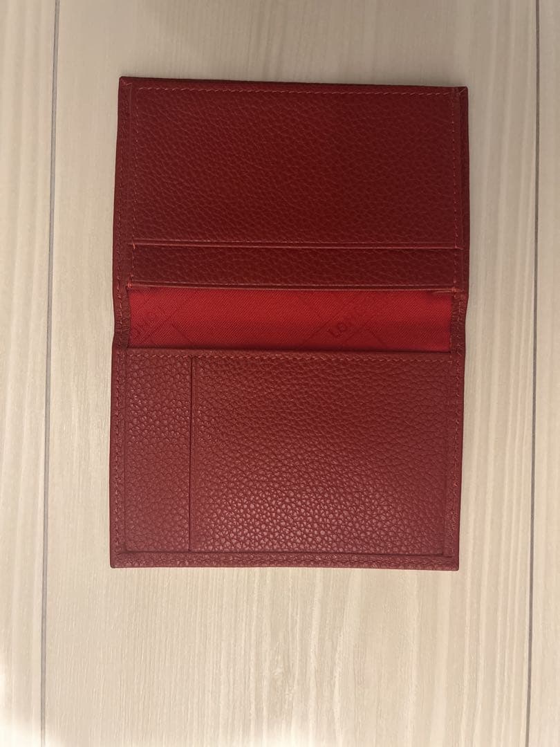 Longchamp レザー 赤 名刺入れ 3ポケット